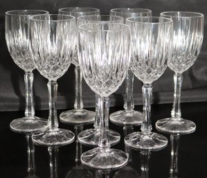 Set Of 8 Cut Glass Wine Glasses