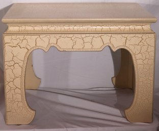 Contemporary Ming Style Side Table In A Craquelure White Paint Finish