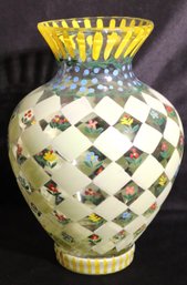 Vintage Tracy Porter Designer Hand Painted Floral Glass Vase
