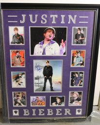 Framed Justin Bieber Autographed Color Photo From Bell Autographs Includes COA Paper Approx. 27 X 35 Inches