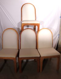 Set Of 4 Postmodern Dining Chairs With Pencil Reed Bamboo Frames