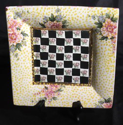 Mackenzie Childs Frank And Mustard Checkered Square Shaped Serving Platter