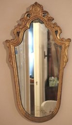 Vintage Venetian Style Wall Mirror Painted In A Gilded Finish Approx. 15 X 28 Inches