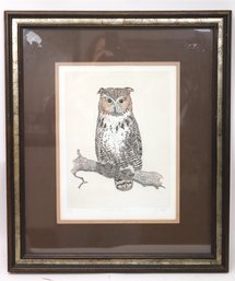 Great Horned Owl 203/300 Vintage Lithograph Signed By The Artist
