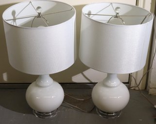 Pair Of Modern Elegant White Table Lamps