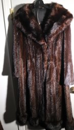 Three Quarter Length Flared Swing Style Rich Dark Brown Mink Coat