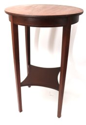 Wood Side Table With Banding Throughout