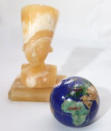 Carved Marble Bust Aphrodite Includes A Small Semi-precious Enamel Globe