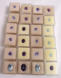 Large Lot Of Colored Gemstones With Tanzanite, Aquamarine And More In Boxes.