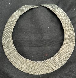 Sterling Silver 14 Inch Open Woven Wide Choker Necklace