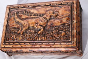 Decorative Resin Box With Embossed Pointer Hunting Dog.