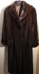 Full Length Dark Brown Mink Coat Size M- L