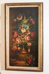 Framed Floral Artwork, Oil On Canvas, Signed Michell P.