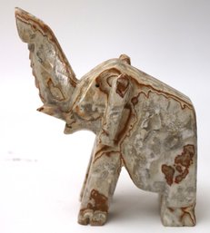 Carved Marble Elephant Sculpture & Geode