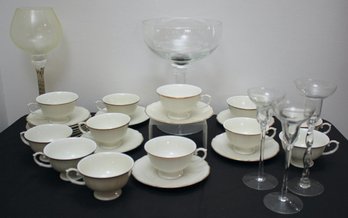 Krautheim Selb Bavaria Germany Cup And Saucer Set For 12 Includes Large Decorative Glasses And Glass Candl