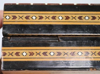 Moroccan Inlaid Wood, Chess Box With Chess Pieces