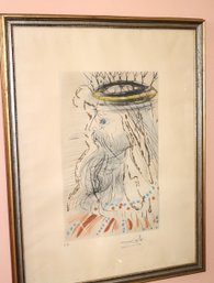 Attributed To Dali Artist Proof Etching King Solomon Pencil Signed Embossed Seal