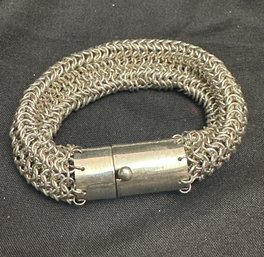 Sterling Silver 8.5 Inch Heavy Mesh Link Bracelet-signed Suarti