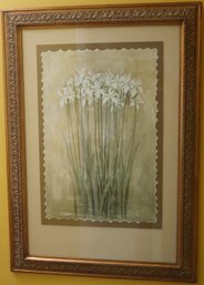 Vintage Gold Framed Print Of White Irises.