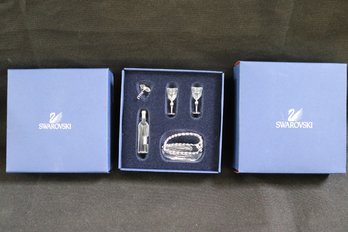 Swarovski Silver Crystal Wine Set/ Rhodium 626855 With Original Box