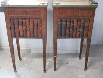 Pair Of 19 Th Century Louis XVI Style Cabinets With Antique Leather Book Spines Cabinet Doors