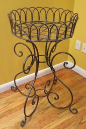 Country French Style Wrought Iron Planter With Curlicue Legs.