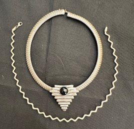 Sterling Silver Necklace Approximately 16 Inch L With Silver - Onyx Pendant 1.5 Inch L Missing Safety Clasp