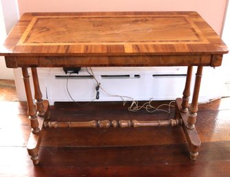 Antique Inlaid Wood Table Or Desk With Beautiful Wood Graining