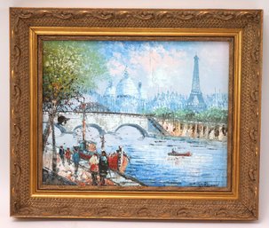 Vintage Impressionist Parisian Landscape Painting Signed By The Artist Burney