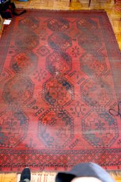 Afghan Handmade Wool Area Rug/carpet With Square Tribal Design.