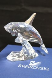 Larger Swarovski Silver Crystal Orca Figurine 622939 With Original Case