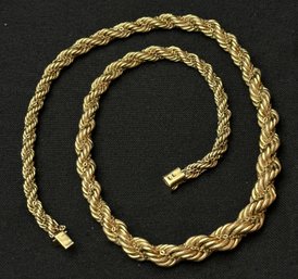 18K YG 20 Inch Tapered Rope Chain Necklace