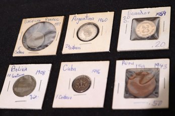 Vintage Collectible Coins From Bolivia, Dominican Republic, Argentina, Ecuador, Cuba And Peru