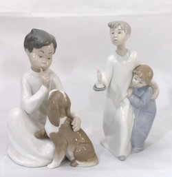 Lladro Porcelain Figurines Includes Boy And Girl In Pajamas