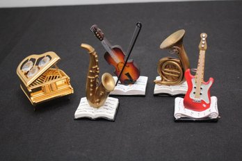 Music Miniatures As Pictured Includes Resin Guitar, Saxophone, Violin, Piano