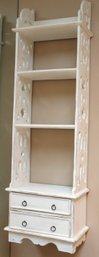 Whitewashed Wall Shelf With 2 Drawers.