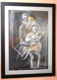 Attributed To Mihail Chemiakin 1986  Unique Oil Pastel Artwork On Paper Signed
