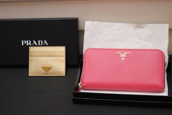 Prada Pink Wallet And Card Holder