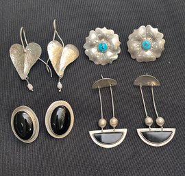 Collection Of Assorted Sized Sterling Earrings As Pictured Ranging In Size