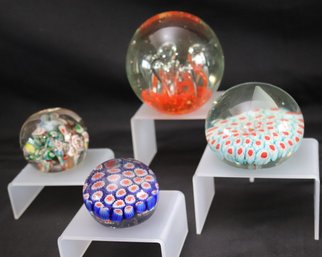 Collection Of 4 Blown Art Glass Paperweights