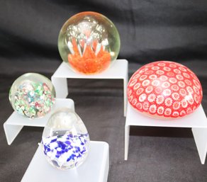 Collection Of 4 Blown Art Glass Paperweights