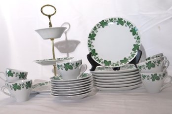 Bavarian Schwarzenhammer Set Of 8 Teacups & Saucers, Plates And 3 Tier Serving  Plate