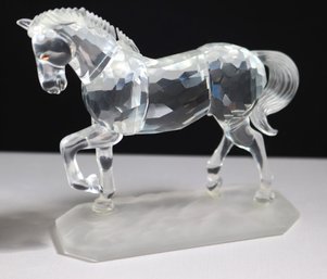 Swarovski Silver Crystal Horse Figurine With Original Padded Case