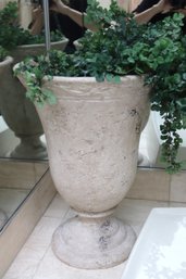 French Style Resin/ Composite Urn In A Natural Rough Finish With Faux Ivy