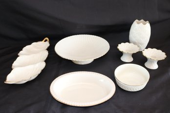 Lenox Collection Includes Scalloped Pedestal Fruit Bowl, Large Candy Dish, Candlesticks & Small Vase