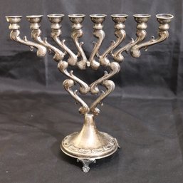 STERLING SILVER FOOTED MODERN STYLE MENORAH - NOT WEIGHTED