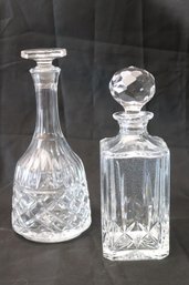 Two Classically Elegant Vintage Cut Crystal Decanters With Stoppers