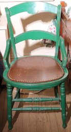 Cute Little Green Painted Chair With Wood Seat