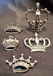 Five Sterling Silver Crown/pins Jewelry For Your Favorite Queen.