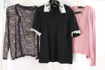 Dana Buchman Pink Sweater Set, Jones, New York Sweater Set Sizes L And St. John Blouse